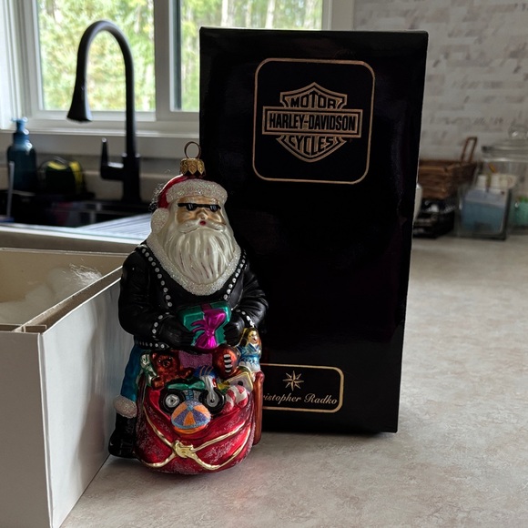Box 2.   Christopher Radko Festive Santa Ornament with Black and Red Accents - Picture 1 of 11